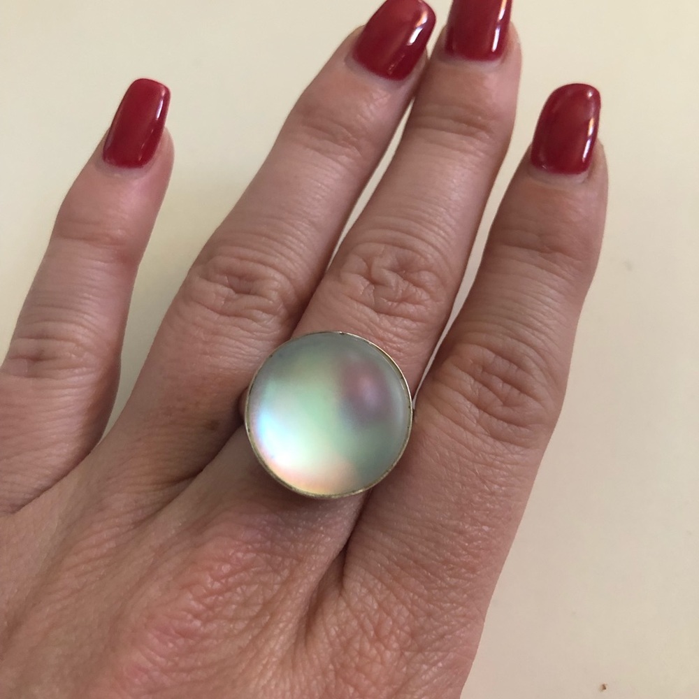 Sterling Silver Moonstone Ring Adjustable - image 5